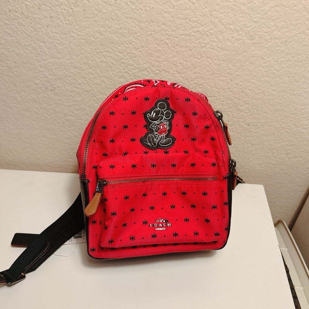 Coach Red Mickey Mouse Backpack - Picture 4 of 9